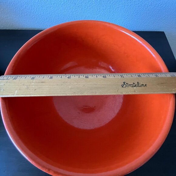Vintage 1930s Red Wing Orange Mixing Bowl 10" // Ribbed Ceramic // Gypsy Trail - Picture 8 of 9